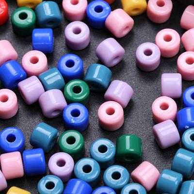 6.5mm 100Pcs Fashion Cylindrical Acrylic Cream Color Loose Beads for Jewelry Making DIY Earrings Necklace Keychain Bracelet Jewelry Accessory