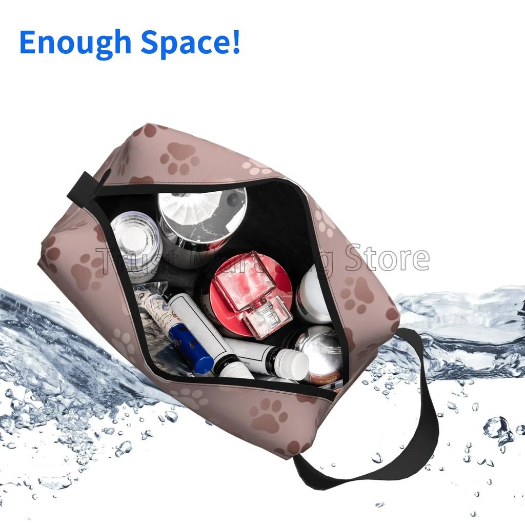 Rose Gold Dog Paw Makeup Bag Portable Organizer Cosmetic Bag for Travel Makeup Case Daily Use Toiletry Bag for Girls Women