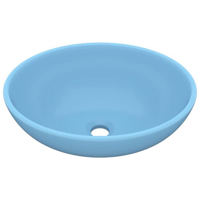 VidaXL Luxury Oval Washbasin Countertop Washbasin Toilet Hand Basin Bathroom Kitchen Home Interior Light Blue Matte 146923