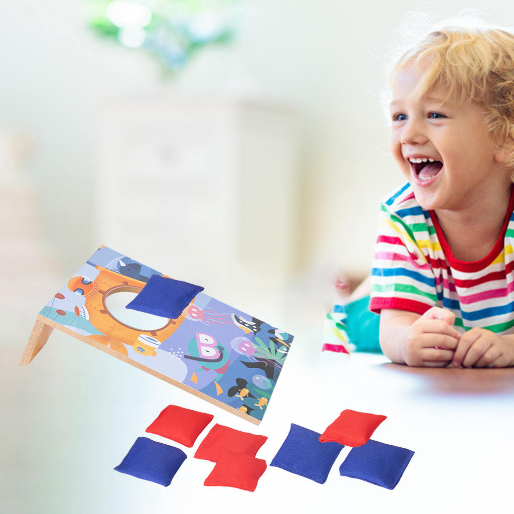 Sandbag Throw Game Corn Hole Board Wood Outdoor for Kids Friend Toy