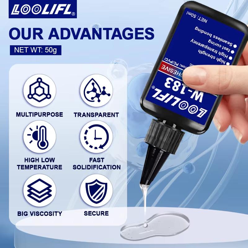 1 ks Krystalové sklo a kov Abs Lepení Vytvrzování UV zářením Nové W-183 Silné 50ml UV Lepidlo Vytvrzující Lepidlo Svařování s UV vytvrzovací lampou