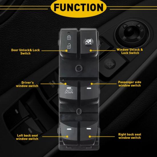 For Hyundai Elantra 2011-2015 Black Left Driver Master Door Window Switch EOA