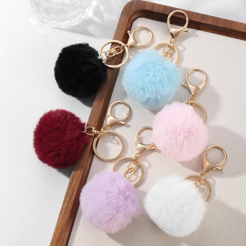Customizable Plush Ball Keychain Charm For Bags Keys DIY Accessory With Vibrant Sturdy Polyester Design