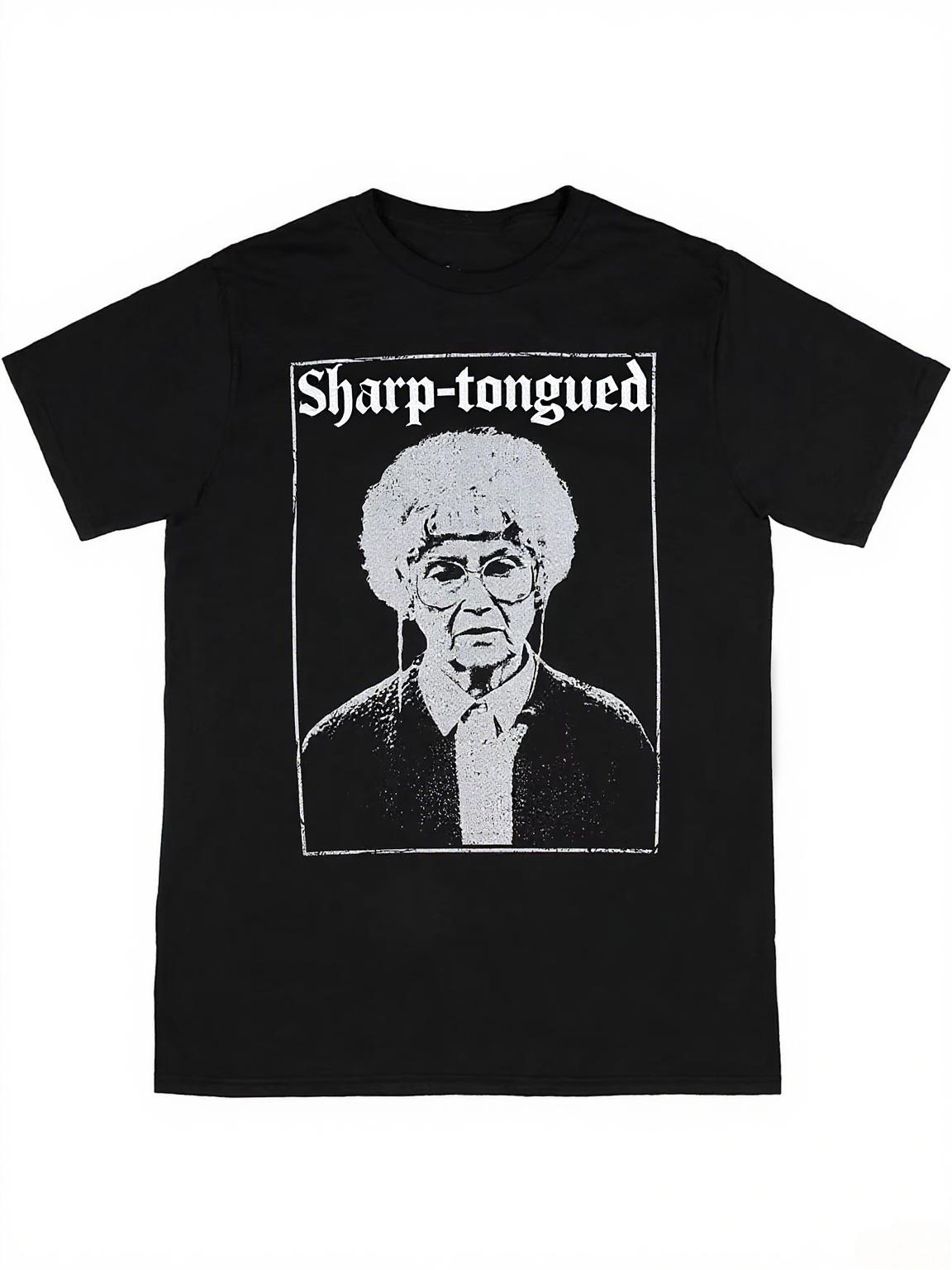 

The Girls Is Sharp-tongued Distressed Graphic MenS Black T-Shirt for Men Women Couple fashion cotton Autumn and winter innerwear 4XL