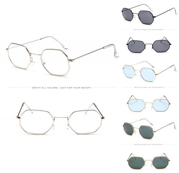 Fashion Men Hexagon And Women Square Sunglasses With Stylish Mirror Finish And Clear Glasses