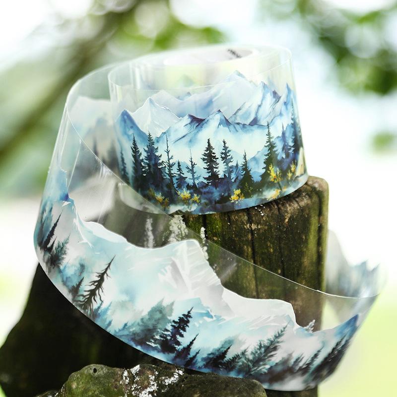 1 Roll Forest Trail PET Sticker Tape Mountain Scenery Series for Junk Journal Scrapbook Decoden Craft Supplies High Aesthetic