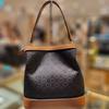 Brown Small Bucket Bag with DD Pattern Leather Trim DCBA3E868