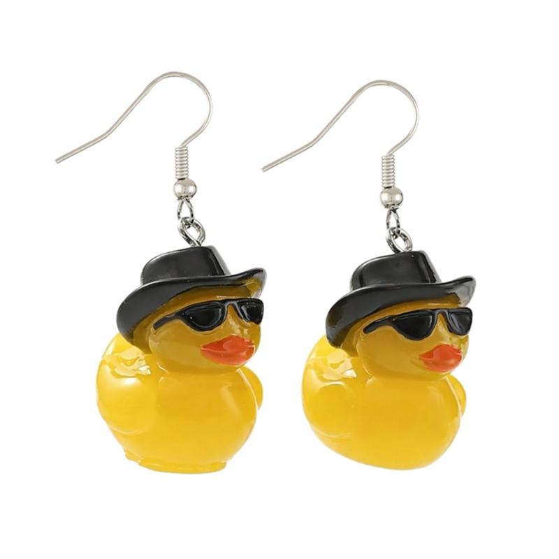 Cute Duck Keychain with Hat Handmade Yellow Duck Pendant Keychain/Earrings Eye Catching Pendant for Women and Kids