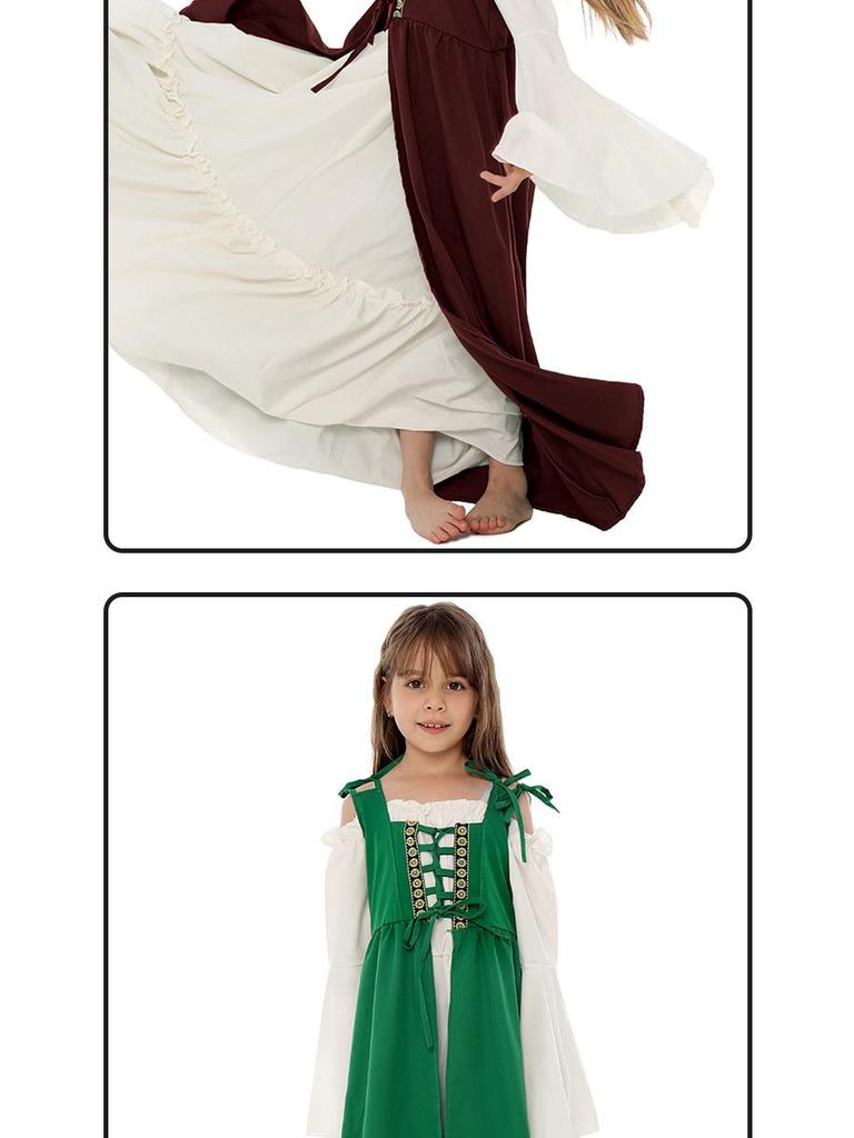 European & American Square Neck Lace-Up Corset Medieval Renaissance Costume Dress