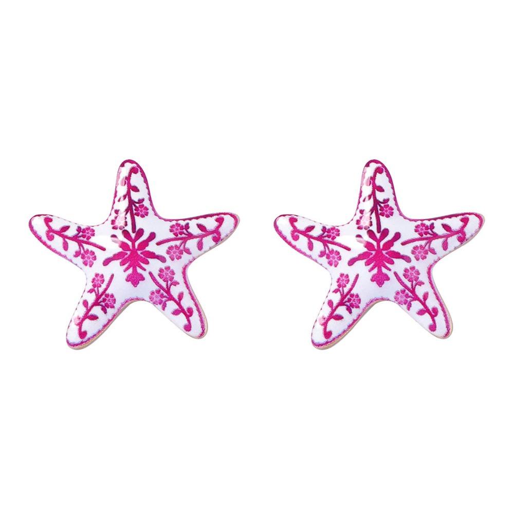 Trendy Personality Color Enamel Star-shaped Flower Pattern Dripping Glaze Stud Earrings for Women Summer Beach Jewelry Gifts