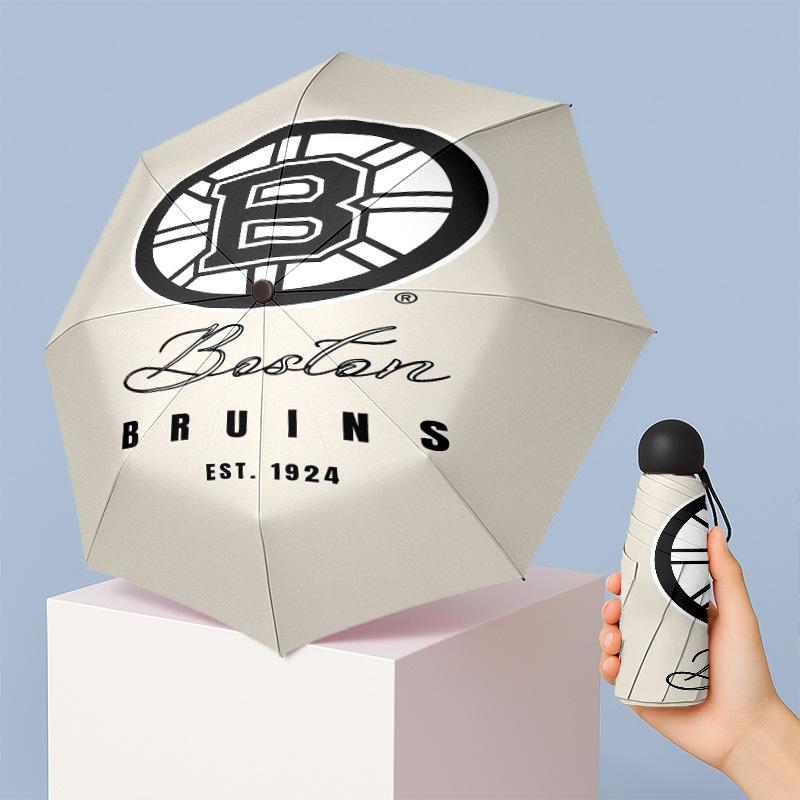 Boston Bruins Printed 5?Fold Mini Umbrella 8?Rib Windproof Compact Umbrella For Women Pocket Carry