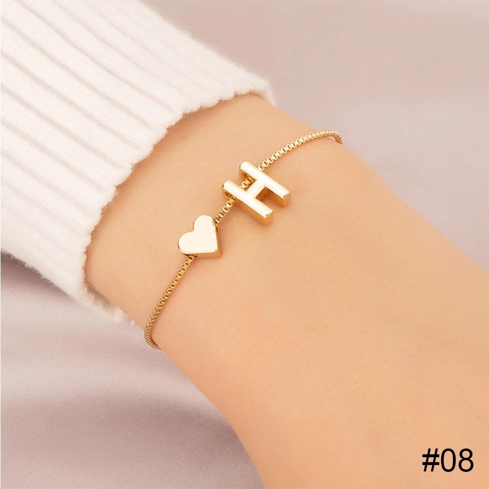 Simple Fashion Love Letter Bracelet Retro Adjustable Alloy Letter Bracelet Women Hand Jewelry Accessory