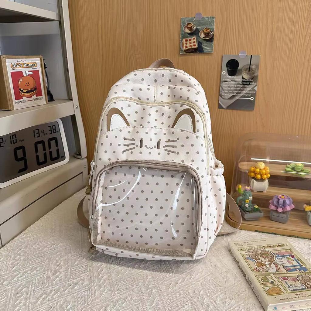 New Y2K Cute Cat Ita Backpacks Large Capacity Rucksack Girls Transparent DIY Display Knapsacks Outdoor Fashion Travel Schoolbags