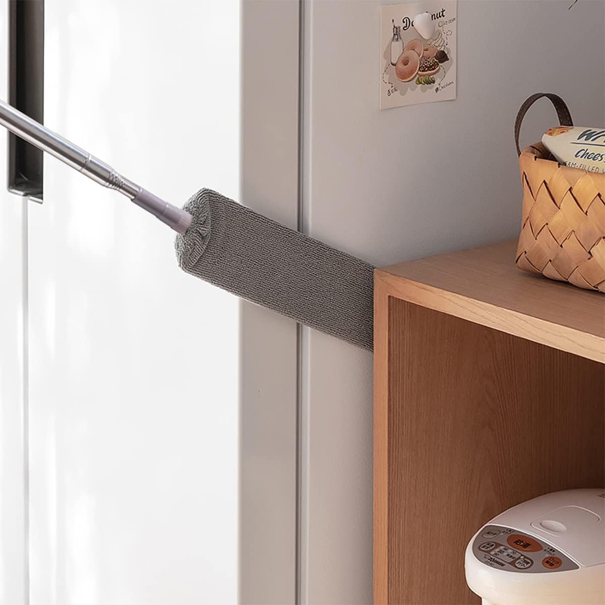 Emcgicc Retractable Dust Cleaner, Microfiber Hand Duster, Under Fridge & Appliance Duster, Telescopic Dust Brush for Wet and Dry, Cleaning Tools for