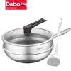 Debo 316 Edelstahl Wabenmuster Wok Set