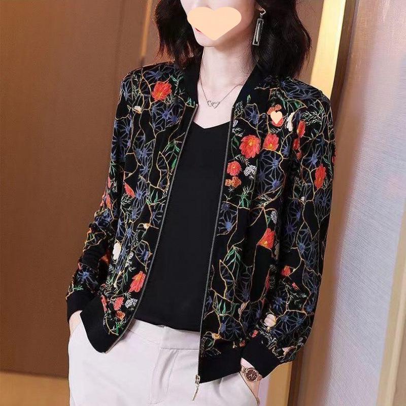 Chiffon Long Sleeve Sun Protection Top Women Summer Thin Casual Jacket Baseball Print Cardigan Coat