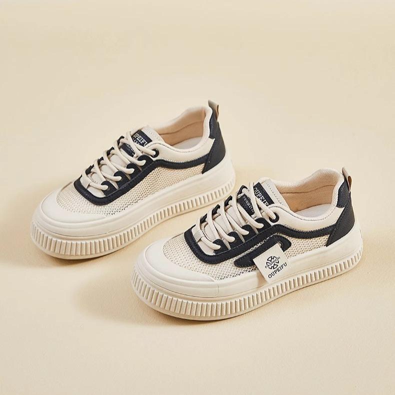 Thick-soled heightening little white shoes women's new versatile empty mesh shoes in summer 2025 student mesh breathable casual shoes