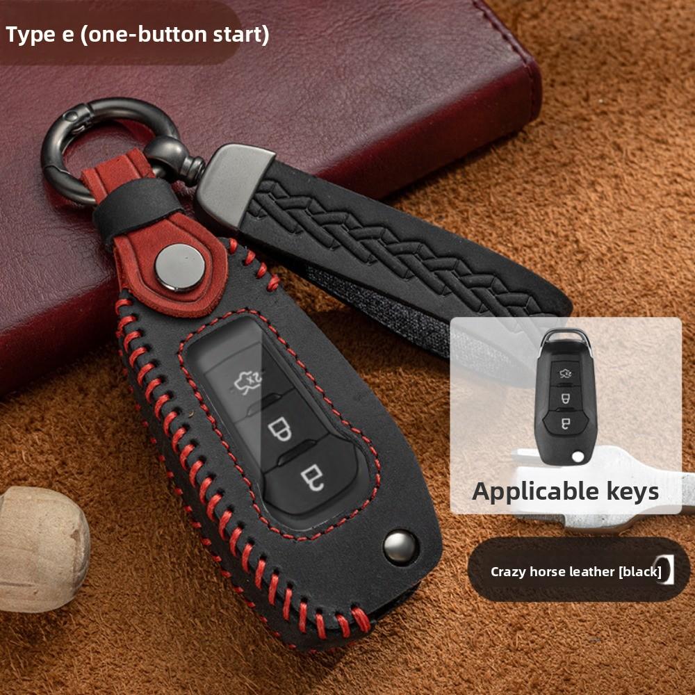 

For Ford Key Cover Genuine Leather Case for Focus Fiesta Mondeo Escape Edge Taurus Kuga with Snap Button