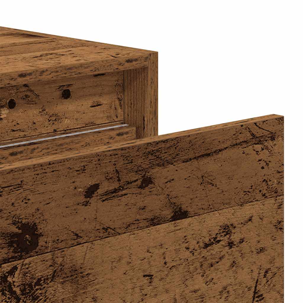 Wall Mounted Nightstand with LED Lights Vintage Wood Look