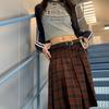 A-line Plaid High-Waisted Women's Woolen Skirt: 2025 Autumn/Winter Design Niche with Pleats