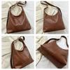 Women's Faux Leather Shoulder Bag, 2026 Trendy Solid Color Work Tote, Korean Style Zipper Closure Bucket Handbag