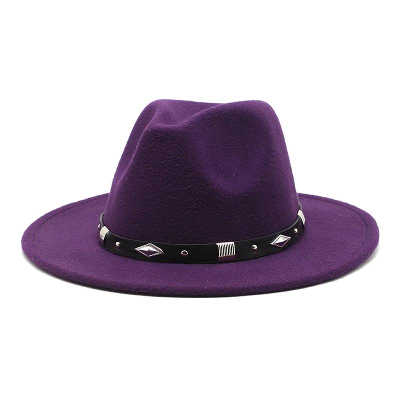 Rivet Accessories Top Hat Men'S And Women'S Wool Hat British Retro Outdoor Big Edge Flat-Brimmed Jazz Hat