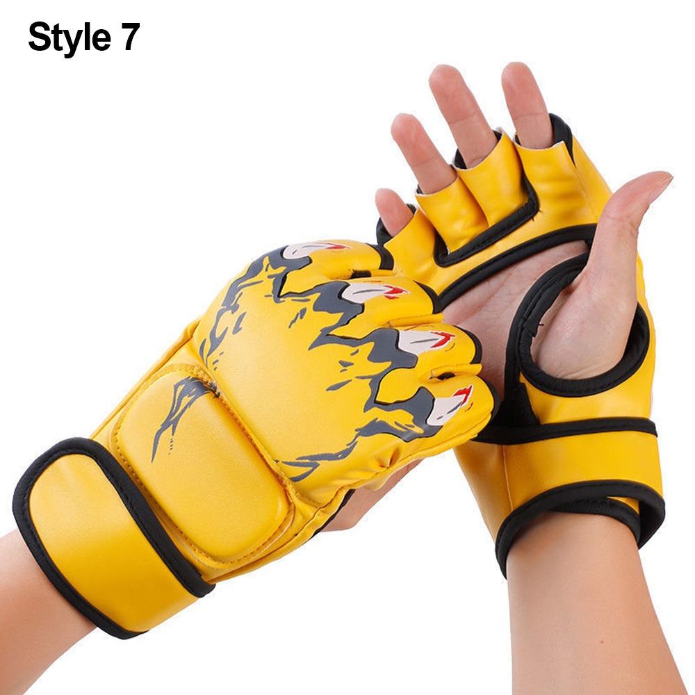 1Pair Professional Boxing Gloves Half Finger Kickboxing Gloves for Adult Sanda Boxing UFC Training Style 7
