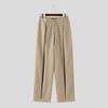 INCERUN Men Zipper Button Waist Solid Pleated Casual Long Pants Trousers