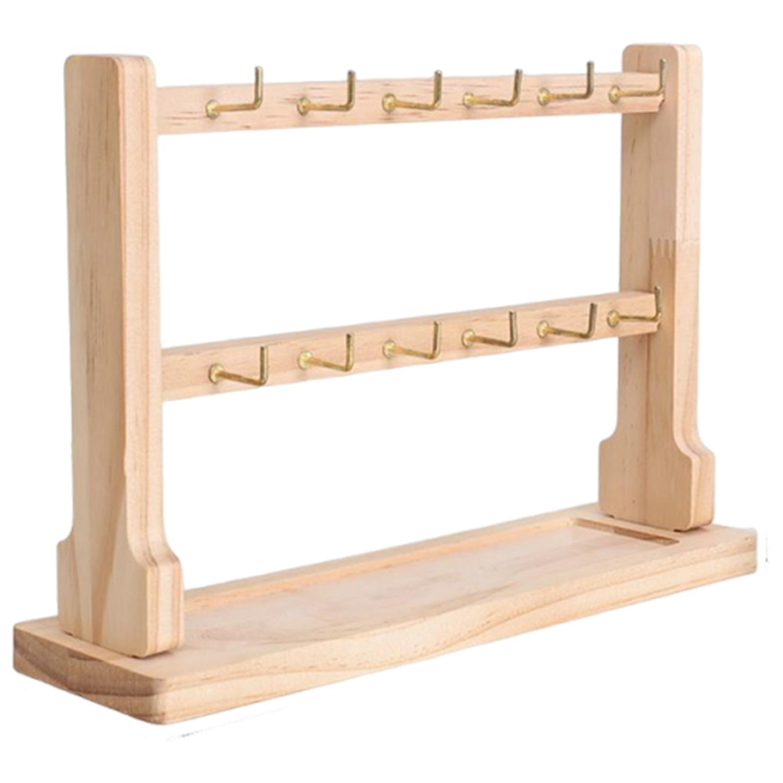 

Деревянная подставка для украшений с крючком, бытовая стойка для хранения браслетов, многоярусный деревянный держатель для ожерелий для шкафа, комода