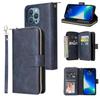Apple iPhone 13/12 Mini Leather Case: Nine-Card Zipper Style for 14 Pro Max