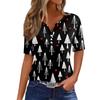 Women's T Shirt Christmas Print Button Short Sleeve Daily Weekend Fashion Basic V- Neck Regular Top