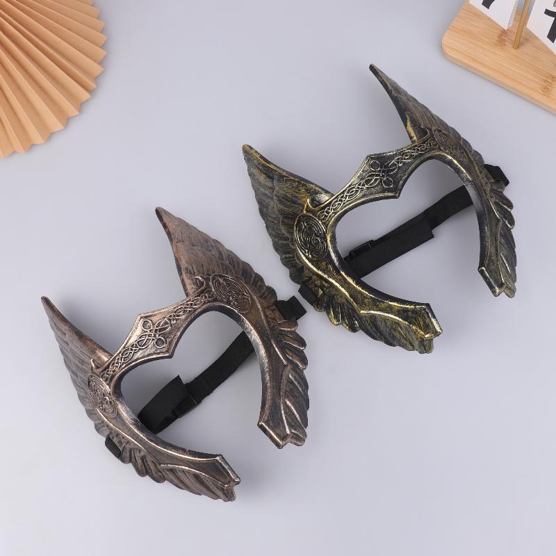 Viking Style Half-Face Mask Plastic Anime Mask Helmet Cosplay Masks Halloween Costume Accessories Party Props