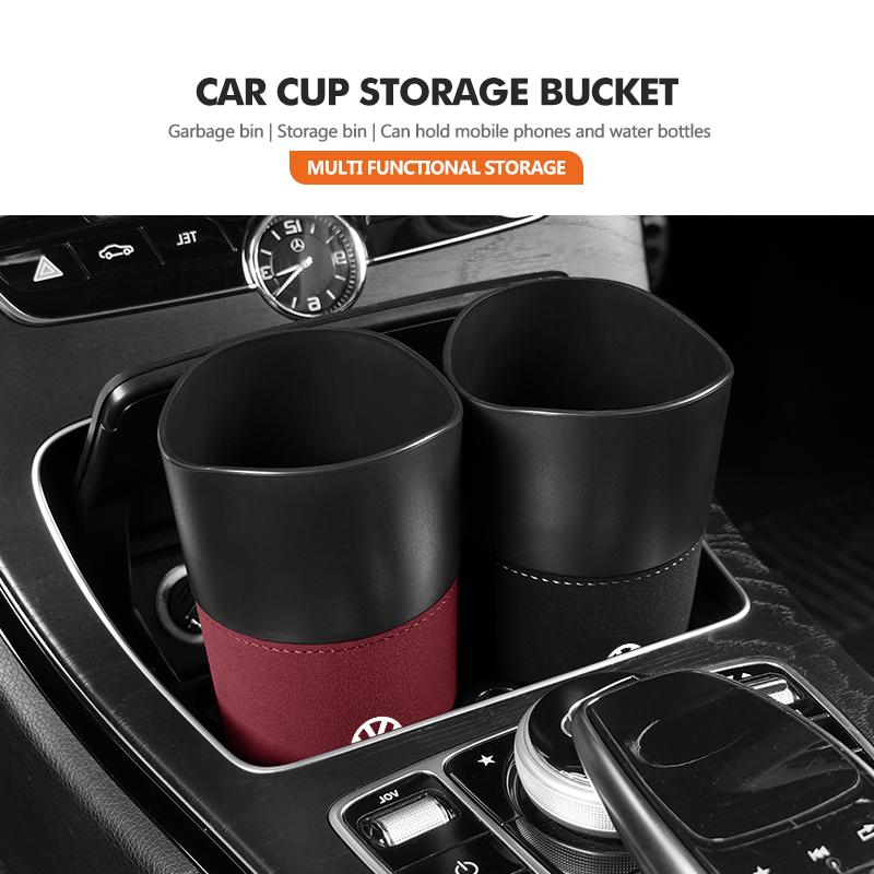 For Volkswagen VW Car Cup Shaped Trash Can Tumbled Fur Auto Storage Container Golf 4 5 6 7 Polo Jetta Sagitar Magotan Passat B5