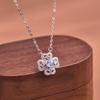 S925 Silver Lucky Four Leaf Clover Pendant Necklace Natural Crystal Clavicle Chain Fashion Jewelry