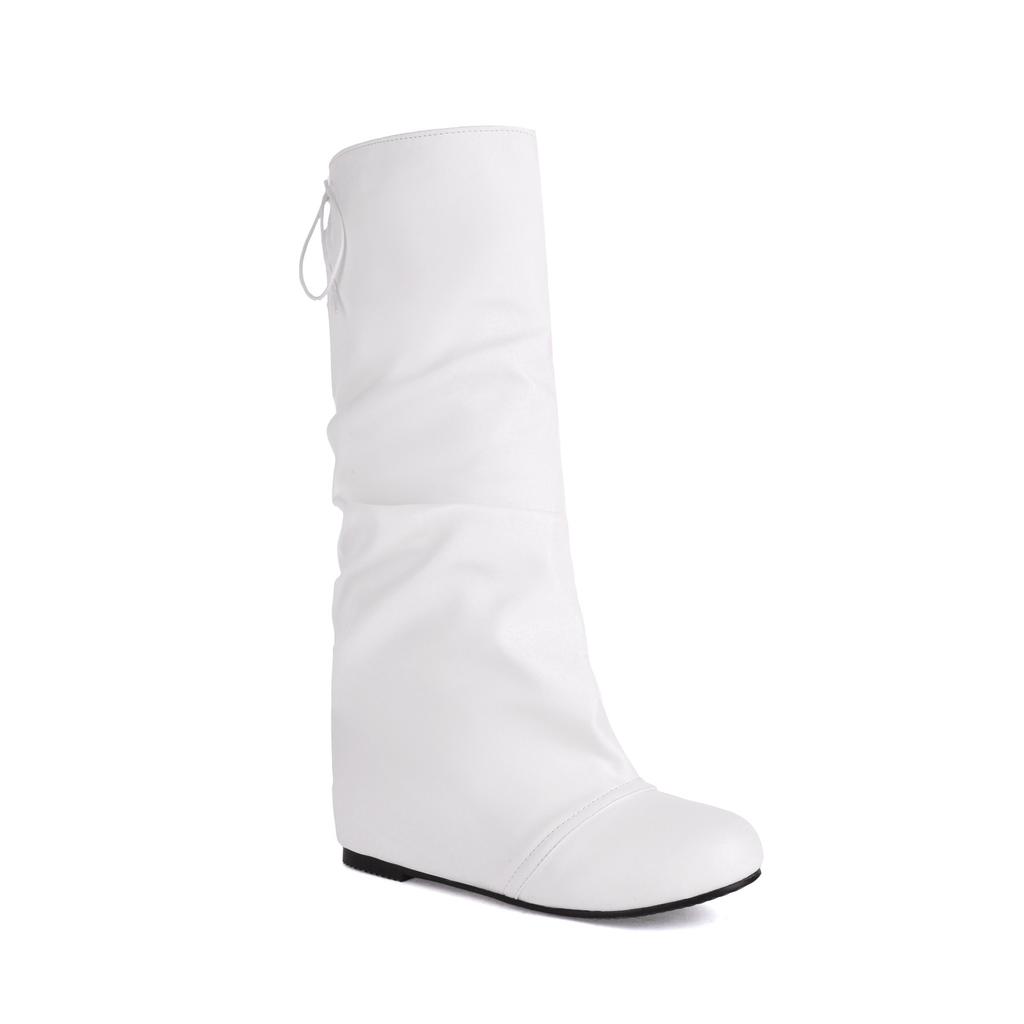 New British Rear Lace-up High Fashion Boots Wedge Casual Boots Cigarette Boots