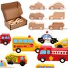 Children 3D Log Color Car Wooden Toys Montessori Educational Diy Painting Graffiti Learning Set Parish Drawing Toys for Children