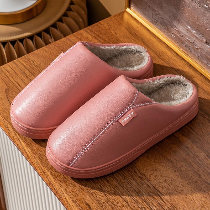 Elderly Waterproof Cotton Slippers Men's Bag Heel Indoor Home Non-slip Warm Household Wool Cotton Shoes Winter Large Size Women