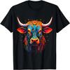 Bull Colorful Art Animal Abstract Graphic Cow T-Shirt