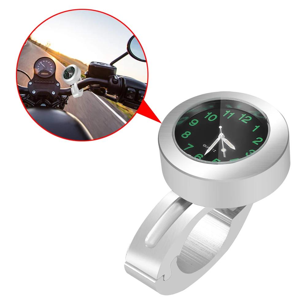 Orologio per Manubrio Moto Supporto per Orologio Moto in Alluminio Visione Notturna Impermeabile Antiurto Fibbia Orologio Luminoso per Scooter Bicicletta Moto