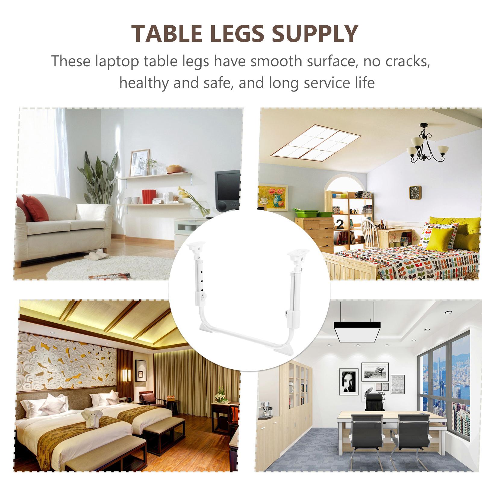 2Pairs U-Shaped Table Legs Adjustable Folding Bed Desk Legs Corrosion Resistant Iron Feet Bed Table Leg Replacement Leg