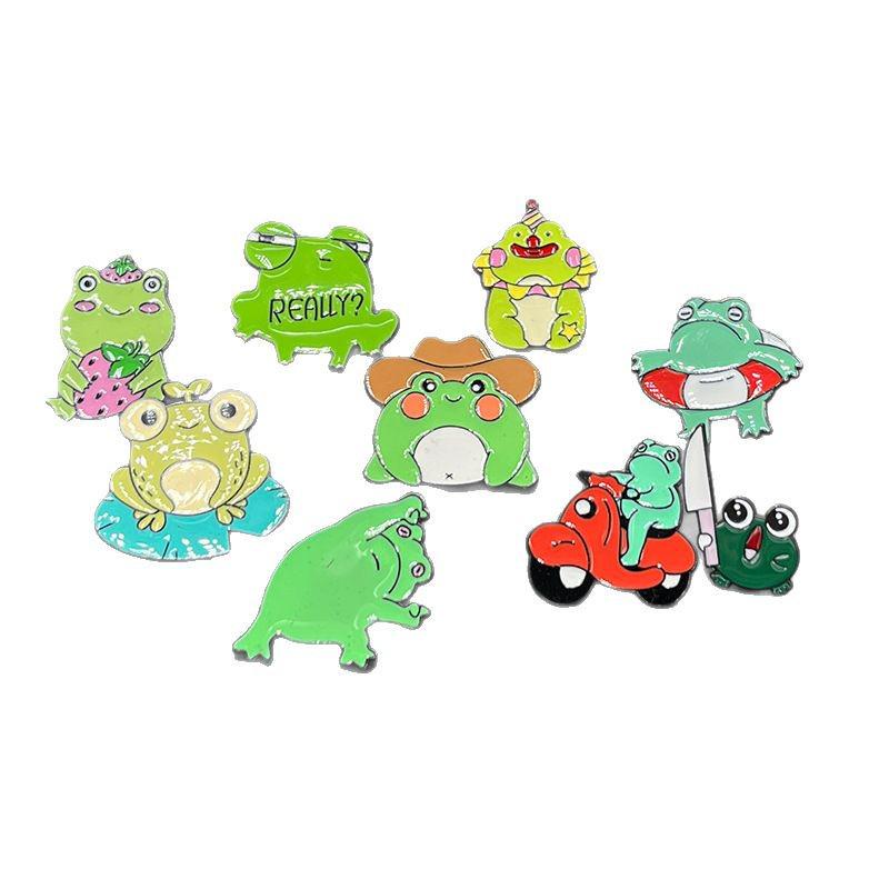 Creative Green Frog Cartoon Brooch - Funny Metal Badge