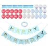 Birthday Party Balloon Paper Flower Ball Decorative Balloon Card Decoration AccessoryBlue Set