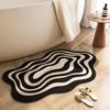 Black and White Irregular Absorbent Floor Mat At the Bathroom Door, Bathroom Toilet, Anti Slip Quick Drying Diatomaceous Earth