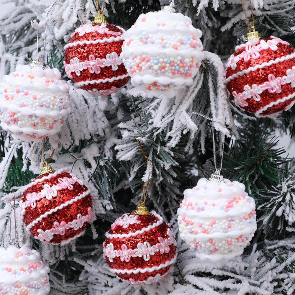 6PCS Christmas Decorations Hanging Ball 6CM Santa Claus Tree Decoration Colorful Ball Decorations For Home Christmas Festivities