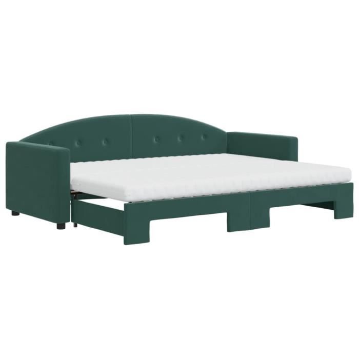 VidaXL Lit de jour avec gigogne et matelas vert foncé 80x200cm velours 3197320