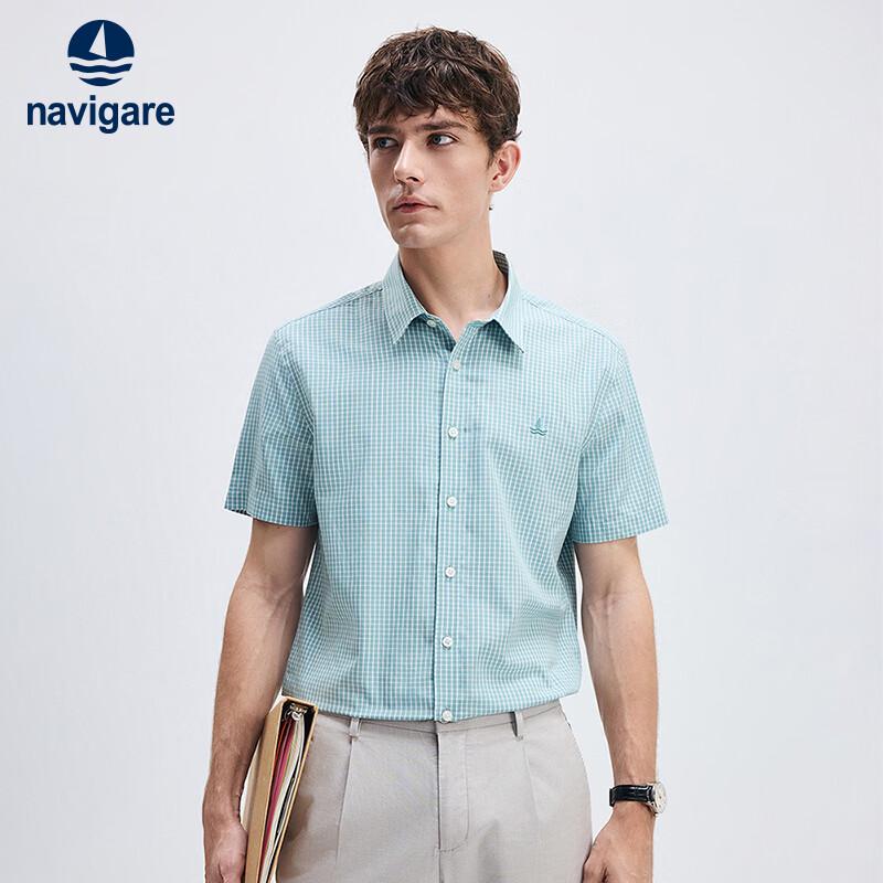 Navigare Men s Cool-Feel Plaid Short-Sleeve Shirt M/39