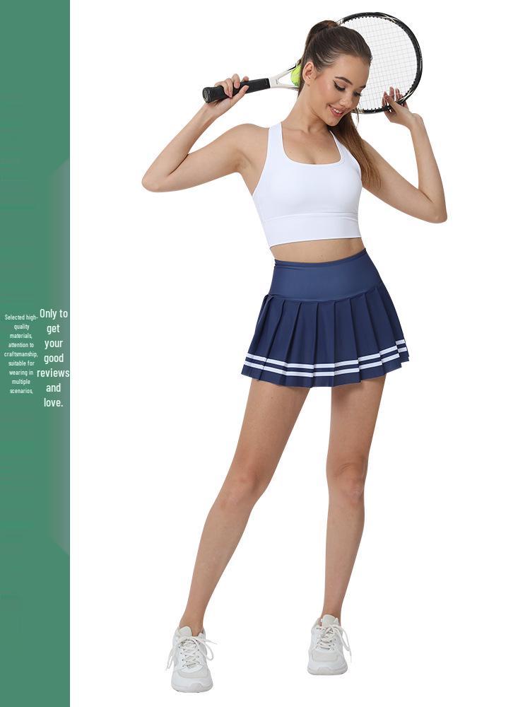 Quick-Dry Pleated Sports Skirt with Sun Protection for Tennis, Badminton, Fitness, Yoga, and Running