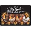Funny Chicken Farm Tin Metal Sign 8x12 Rustic Wall Decor for Pub Cafe