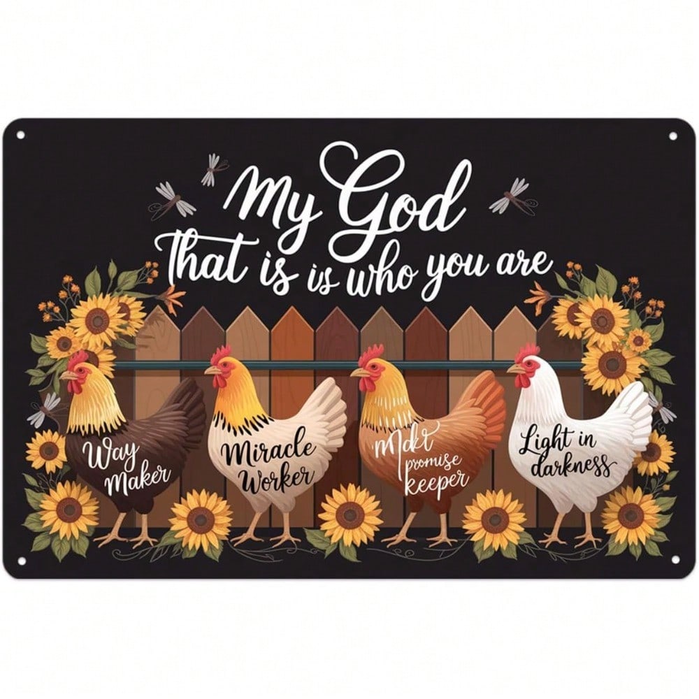 Planetjuice Funny Chicken Farm Tin Metal Sign x Rustic Wall Decor for Pub Cafe (as the picture,20x30)