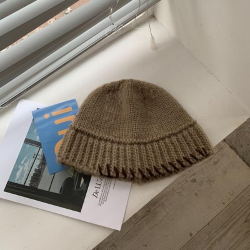 Korean Handmade Crochet Yarn Bucket Hat for Women In Autumn and Winter Retro Versatile Warm Fisherman Hat